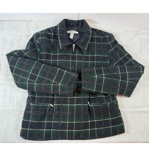 Old Navy Vintage Y2K Old Navy Zip Up Plaid Jacket Blazer‎ Women’s Medium Green